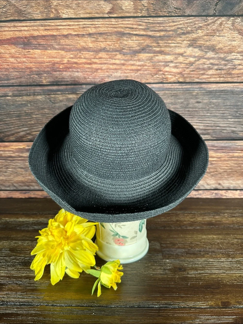 betmar Black Classic Rolled-Brim Straw Hat
